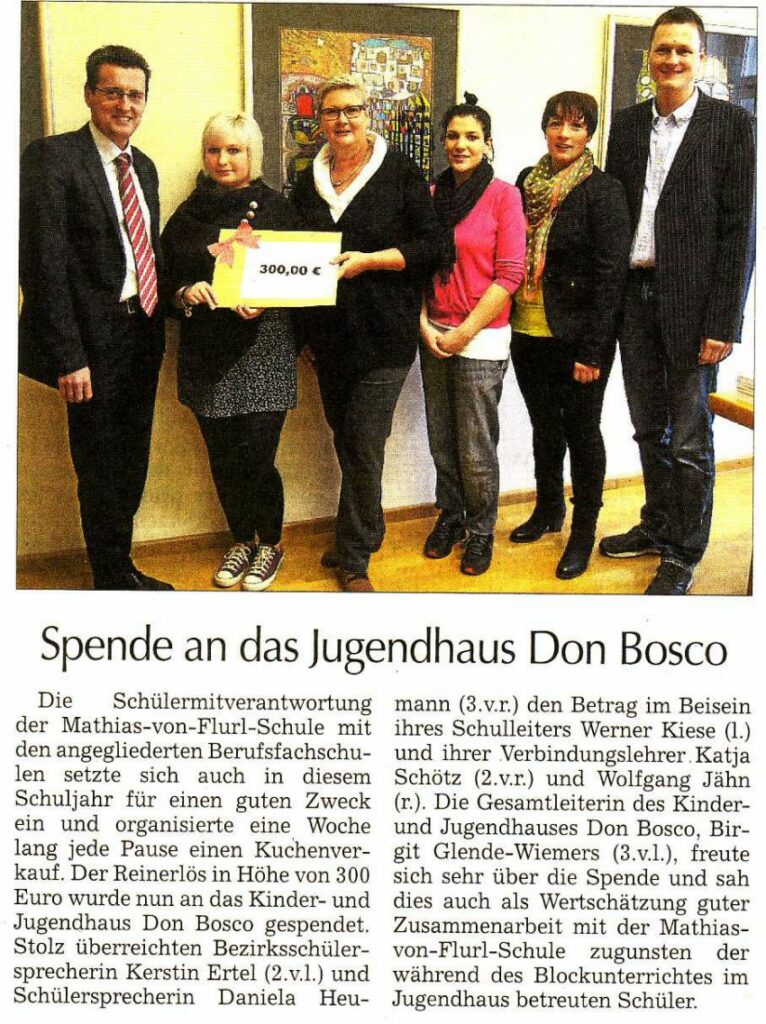 Spendenaktion für das Don Bosco Schülerwohnheim